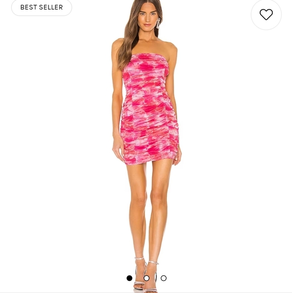 REVOLVE Dresses & Skirts - SUPERDOWN Ivanna Strapless Mini Dress in Tie Dye Pink Orange Size Small